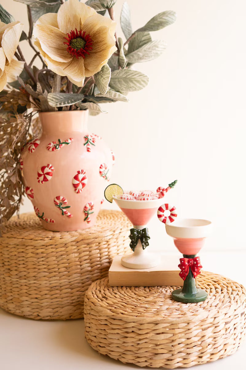 Set of 2 Novelty Ceramic Christmas Martini Glasses