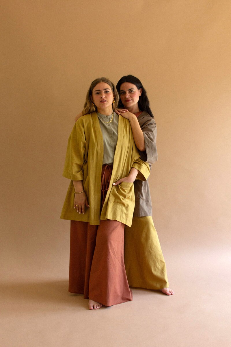 Pistachio Short Kimono with Front Pockets