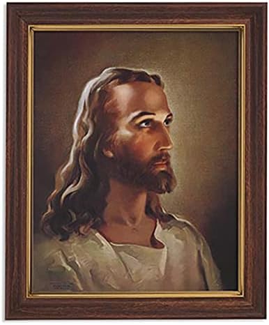 Head of Christ Wood Tone Framed Print