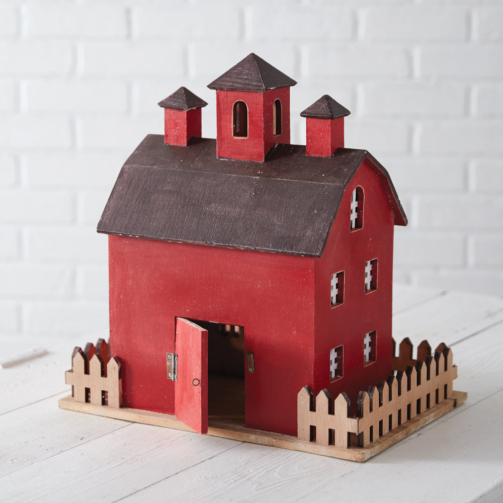 Red Holiday Barn Lantern
