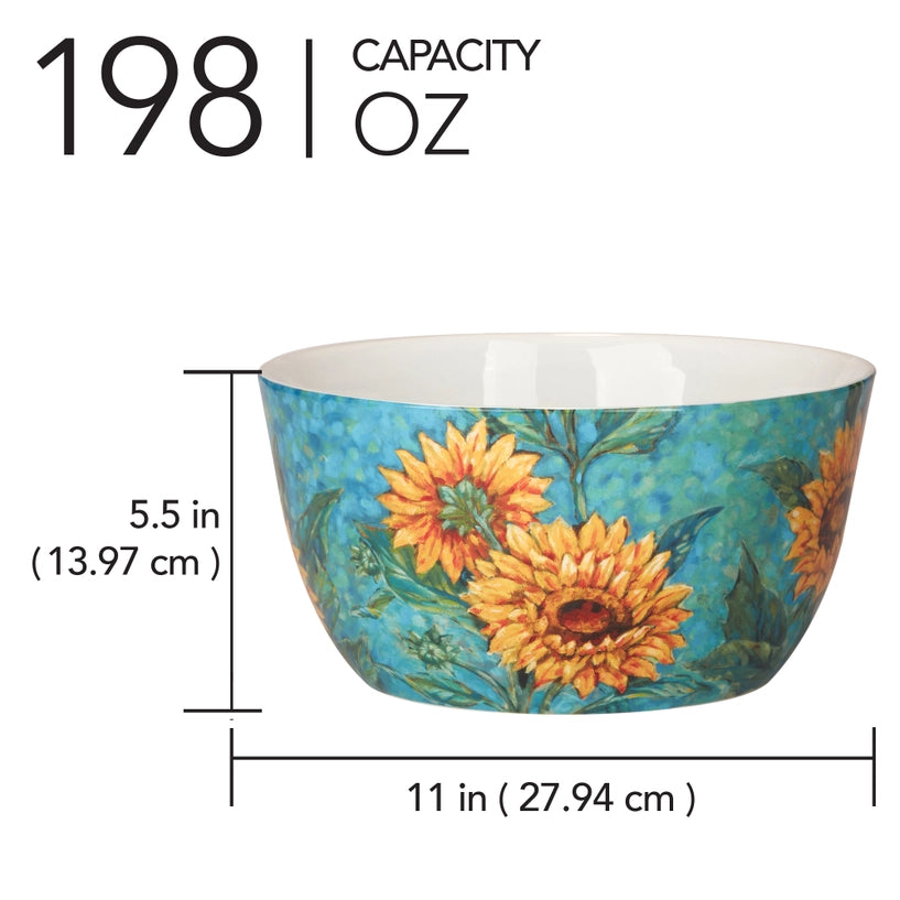 Golden Sunflowers Deep Serving Bowl
