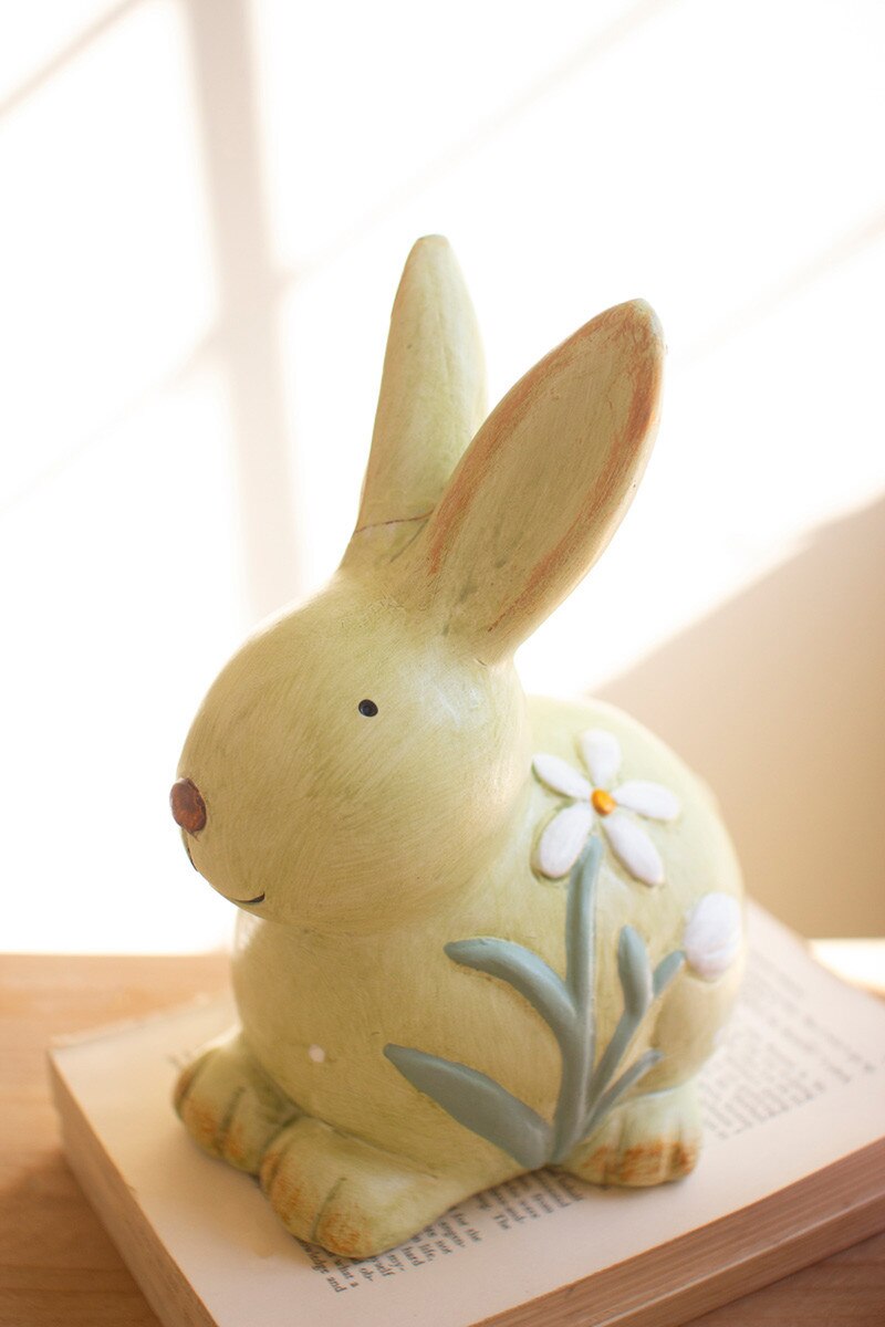 Set of 2 Colorful Faux Concrete Bunnies