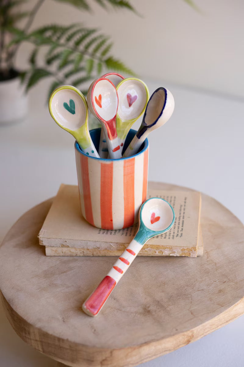 Set of 6 Decorative Ceramic Spoons