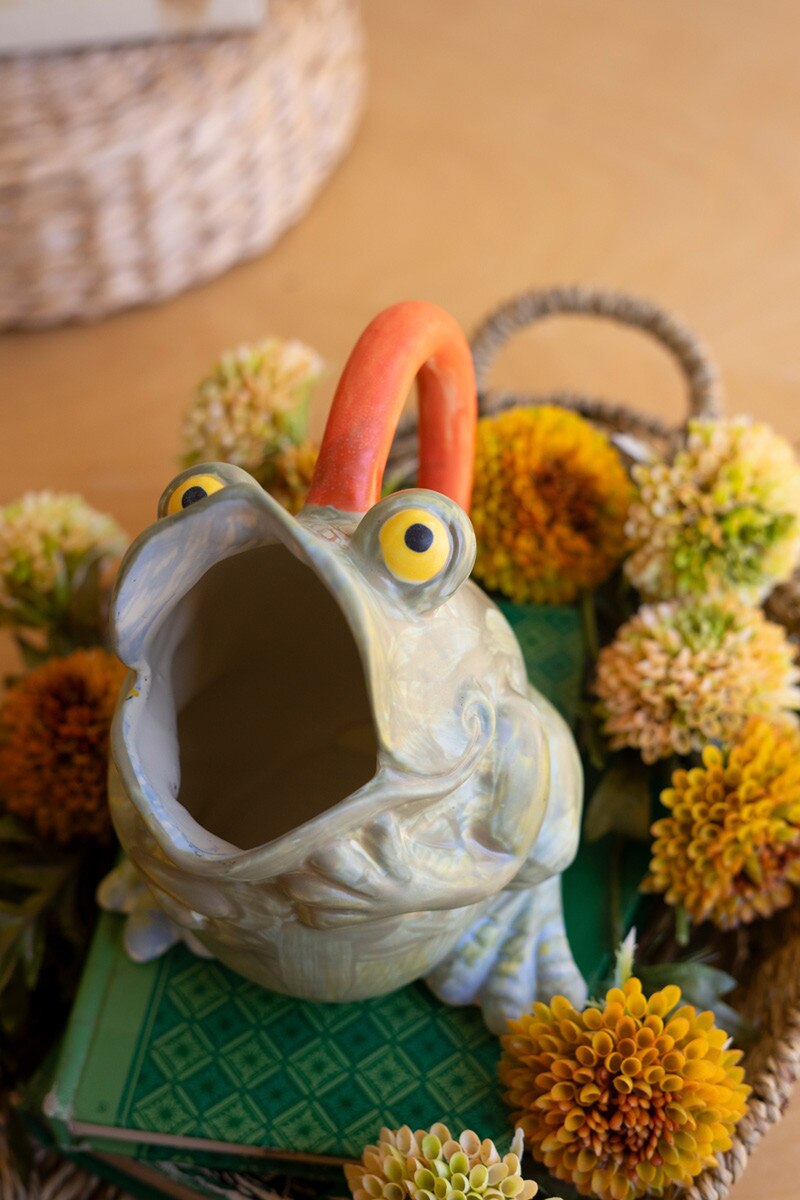 Ceramic Frog Pitcher Vase