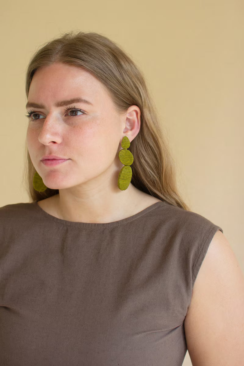 Chartreuse Fabricwrapped Earrings