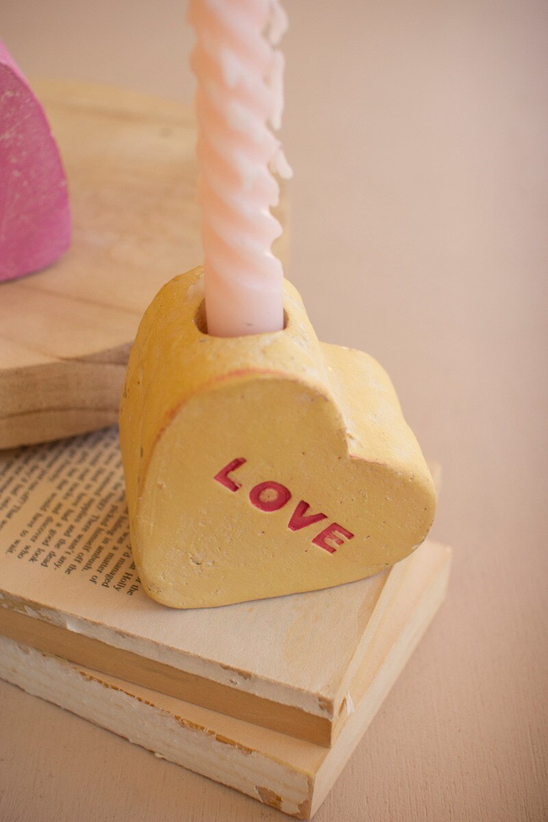 Set of 3 Clay Conversation Heart Candle Holders