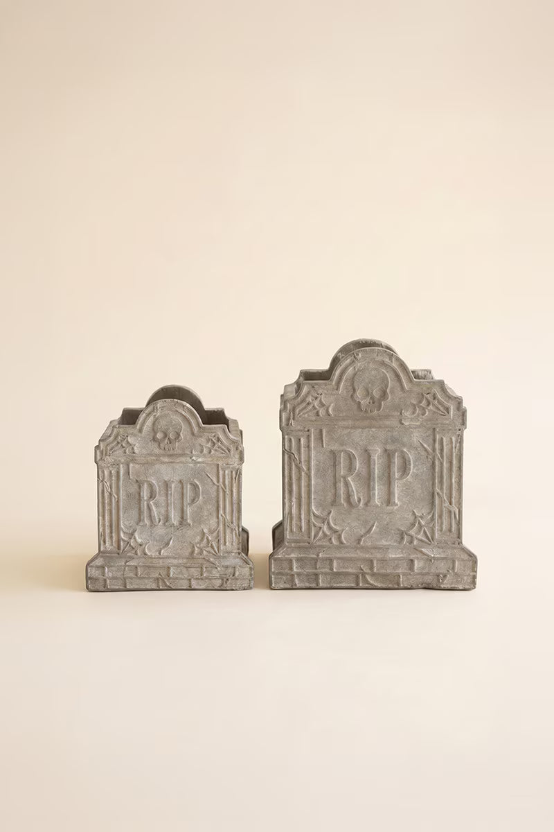 Set of 2 Halloween Cement Rip Vases