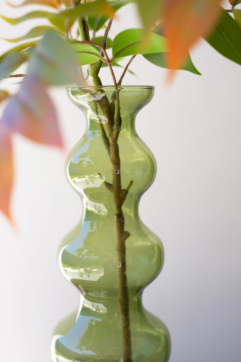 Green Small Glass Bubble Vase