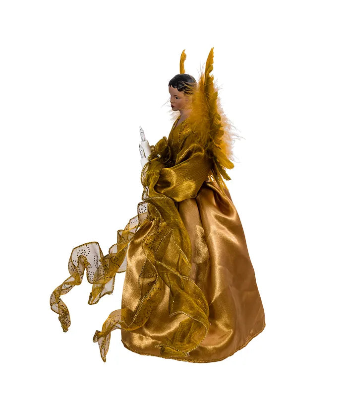 13" UL 10-Light African American Gold Angel Treetop