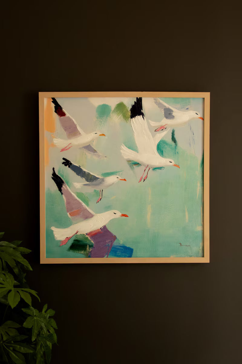 Framed Seagulls Painting