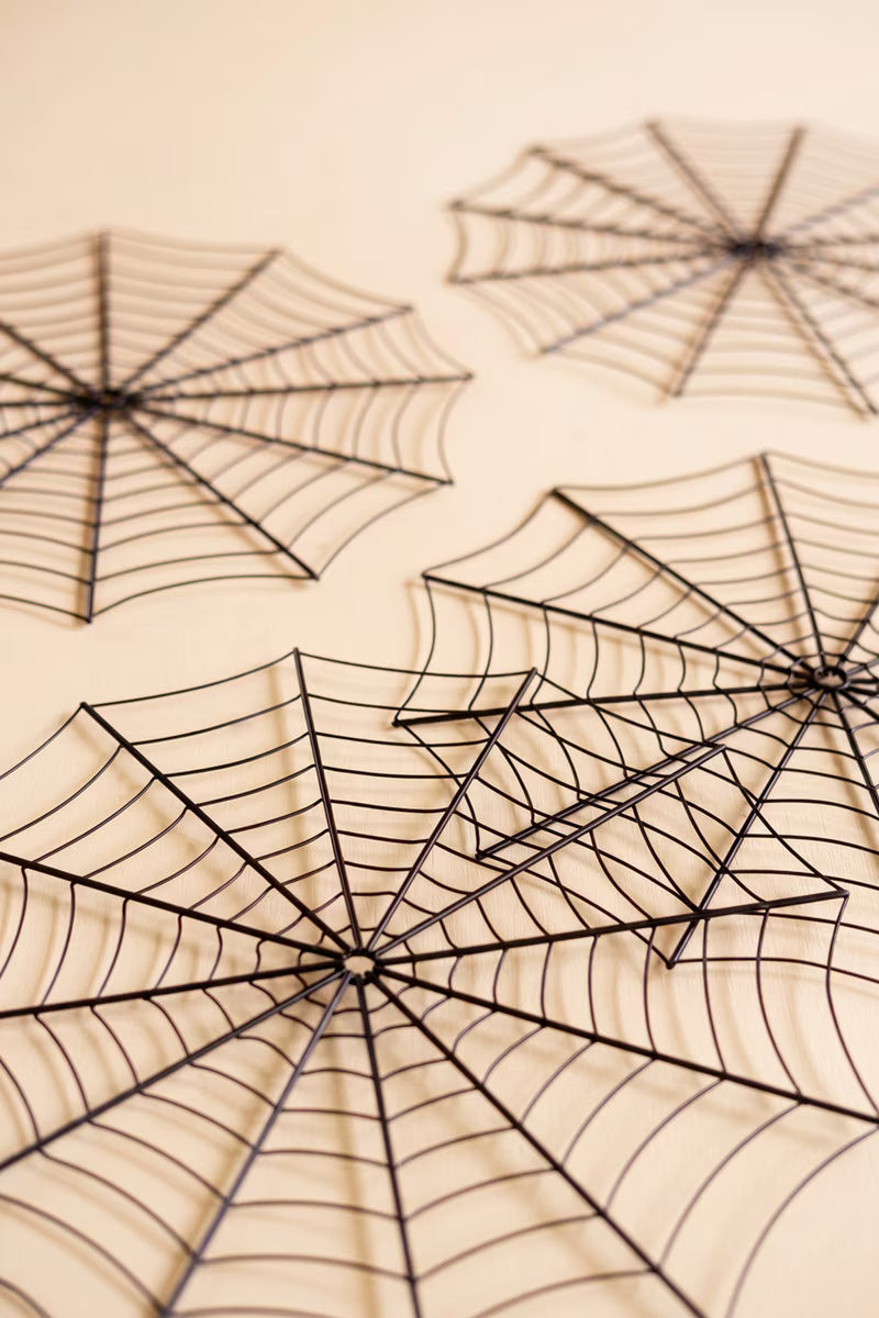 Set of 4 Black Wire Spider Web Placemats