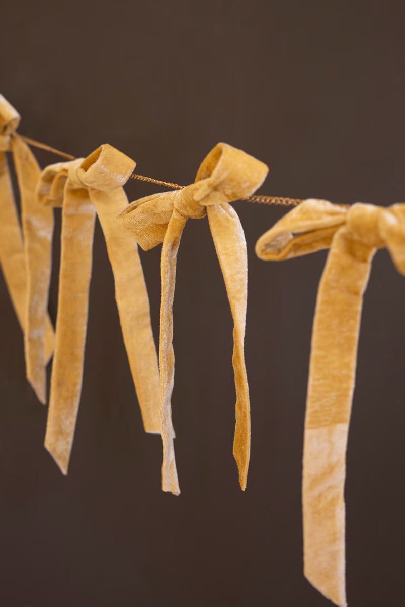 Gold Velvet Bow Garland on a Metal Chain