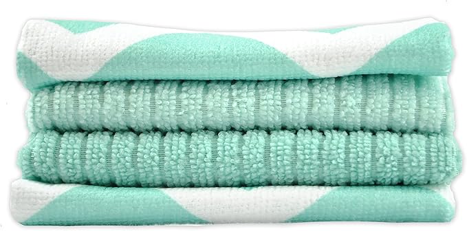 Aqua Chevron Dishtowel Set/4