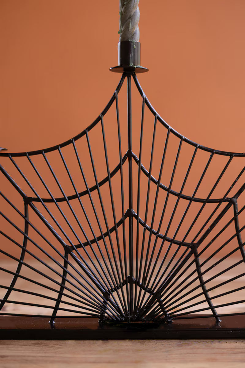 Wire Halloween Spider Web Candelabra