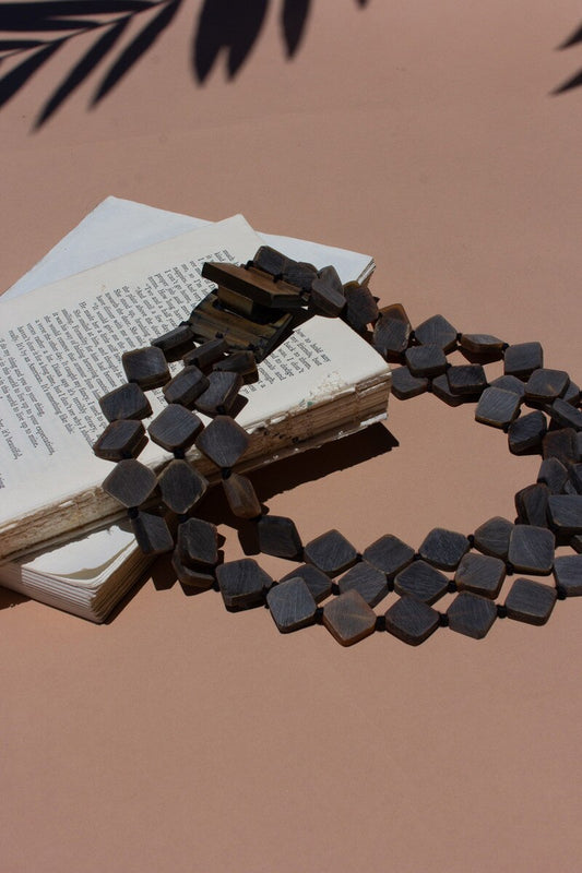 Dark Multi-Layered Horn Bead Necklace