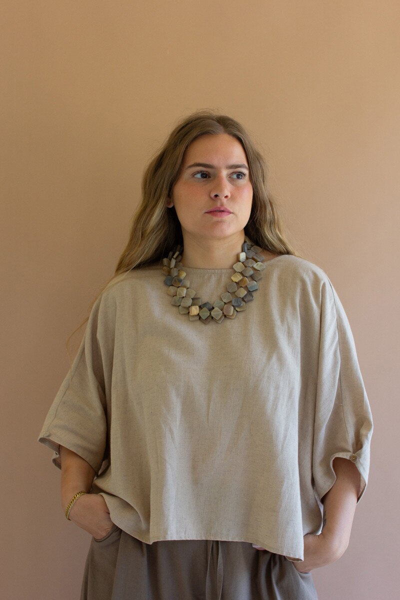 Light Multi-Layered Horn Bead Necklace