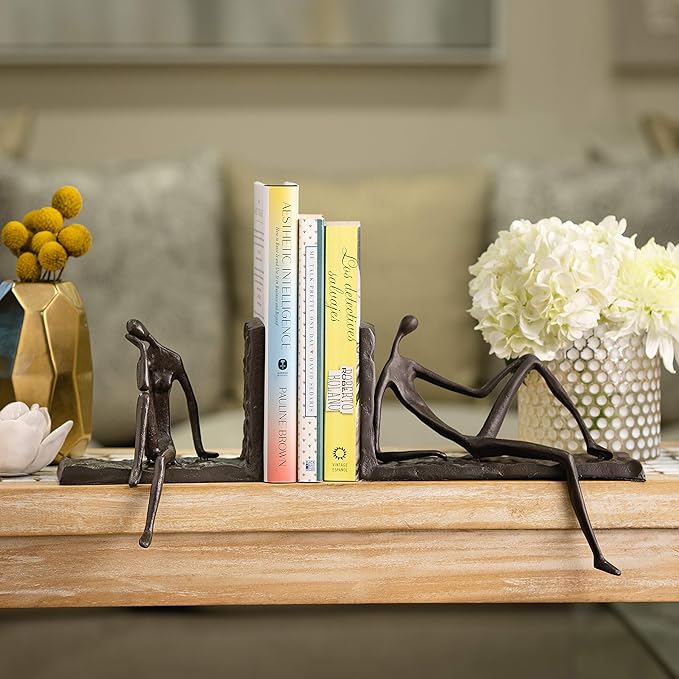 Decorative Cast Iron Single Bookend - Man On Ledge