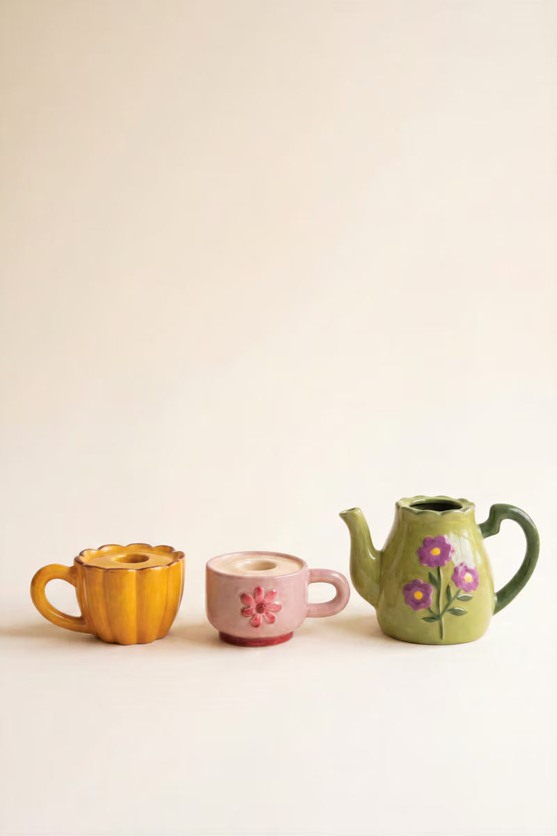 Set of 3 Tea Set Taper Candle Holders