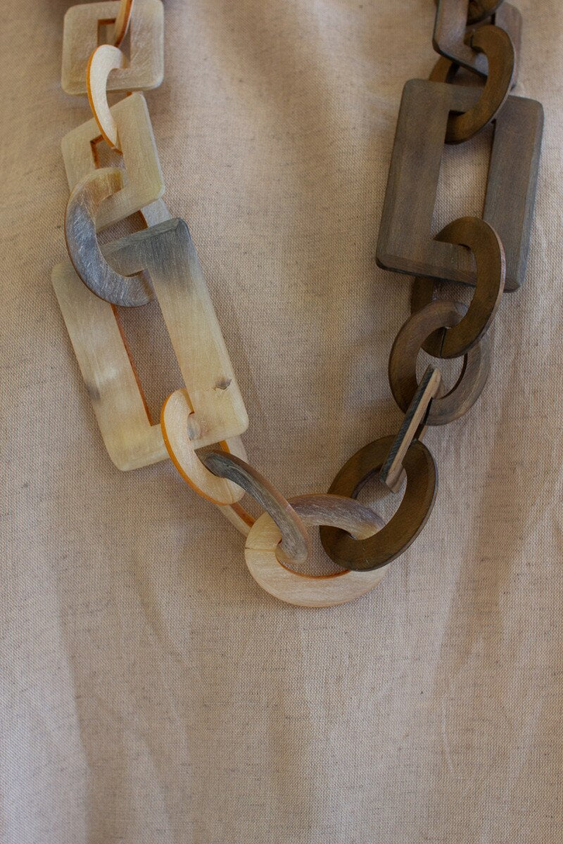 Two-Toned Horn Chain Necklace