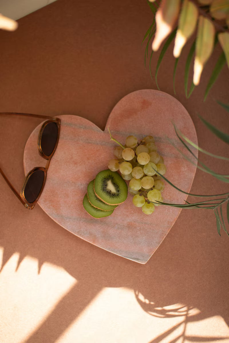 Pink Marble Heart Cheese Board