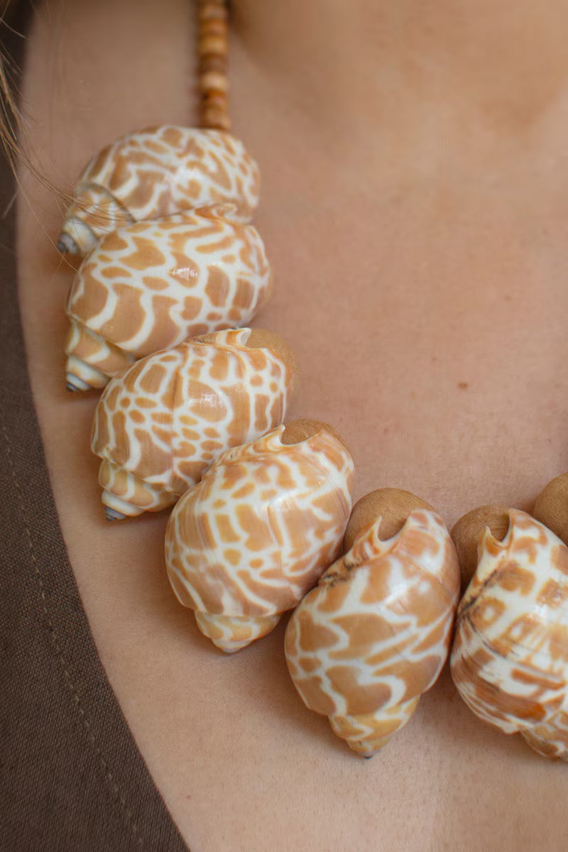 Shell and Wood Bead Necklace