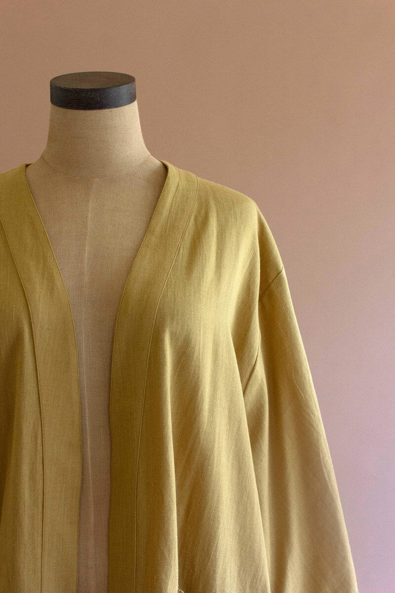 Pistachio Short Kimono with Front Pockets