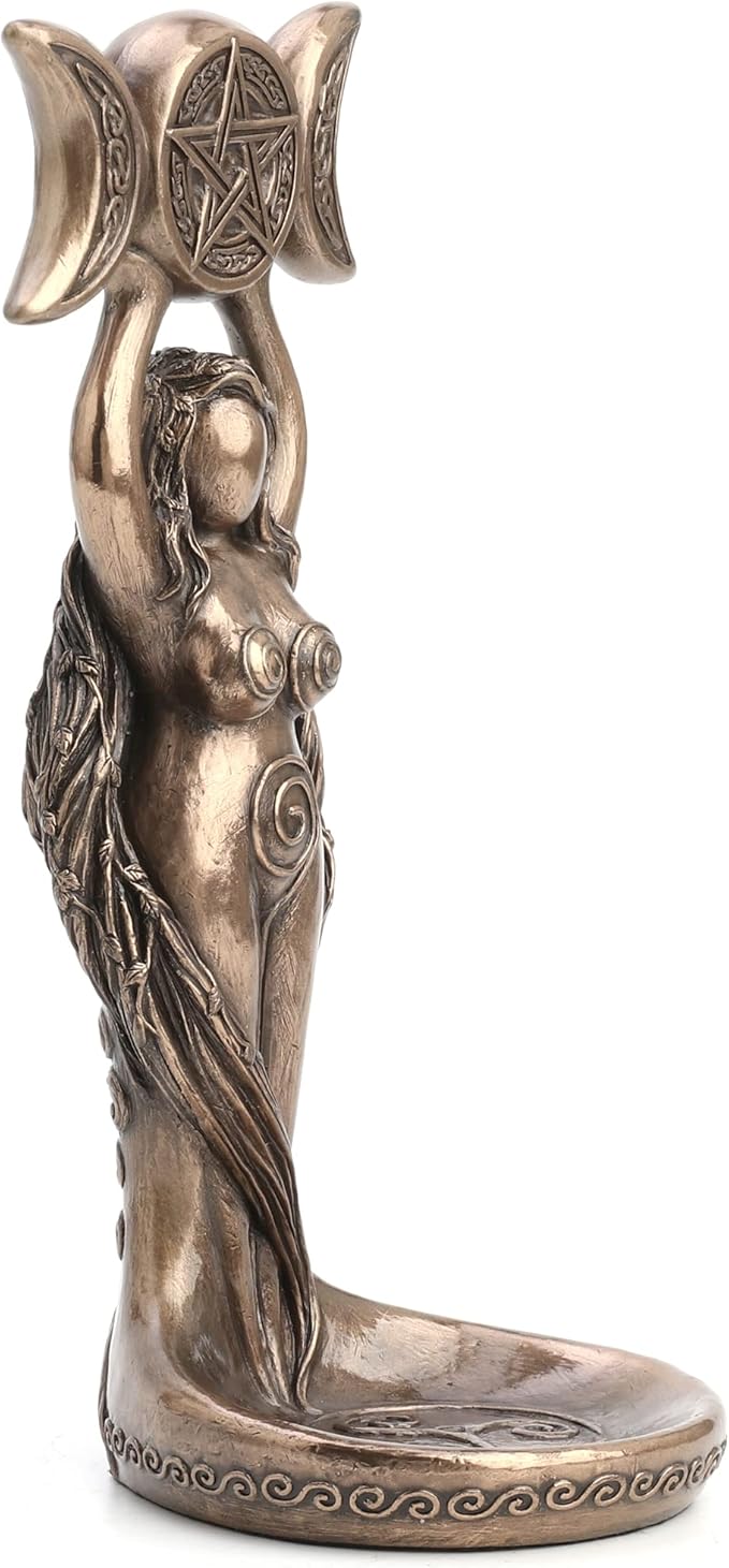 Triple Moon Hecate Spiral Goddess Wiccan Candle Holder Stand