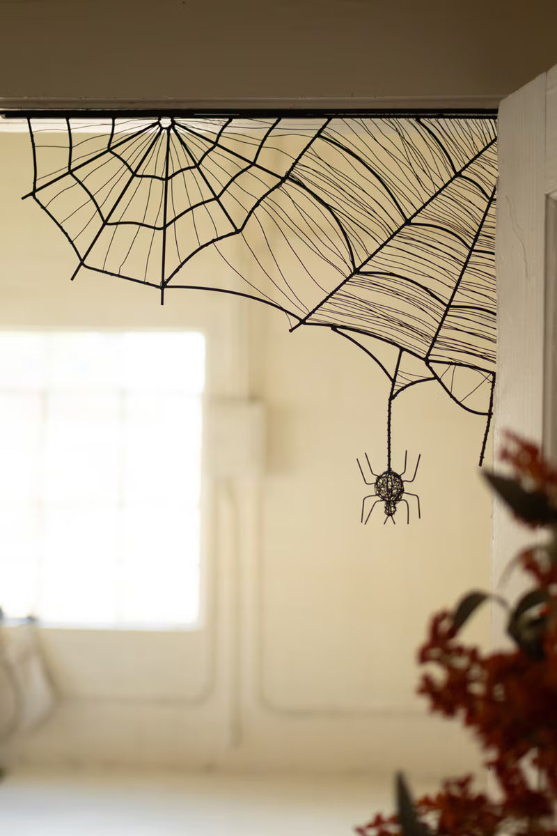 Wire Halloween Spider Web Corner Bracket