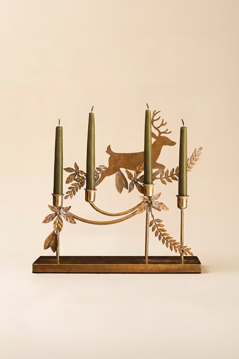 Metal Reindeer Taper Candelabra