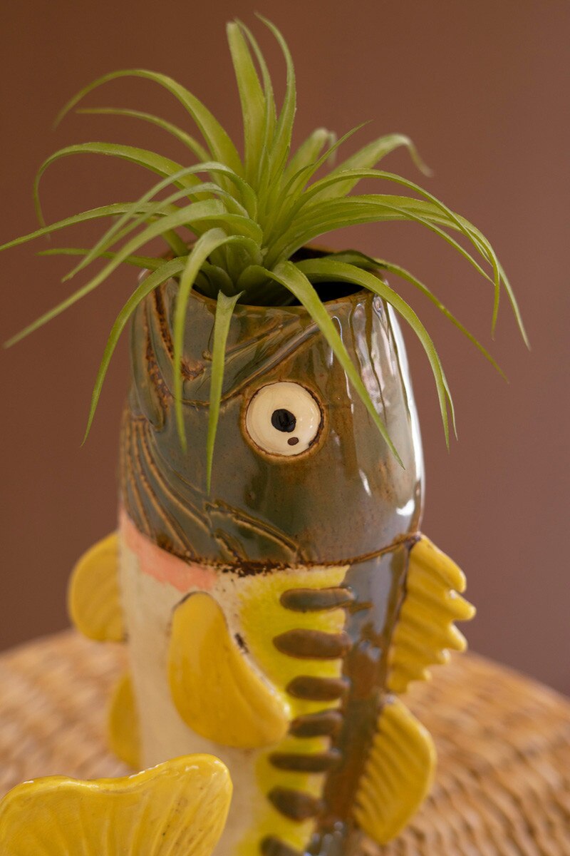 Tabletop Ceramic Largemouth Bass Vase