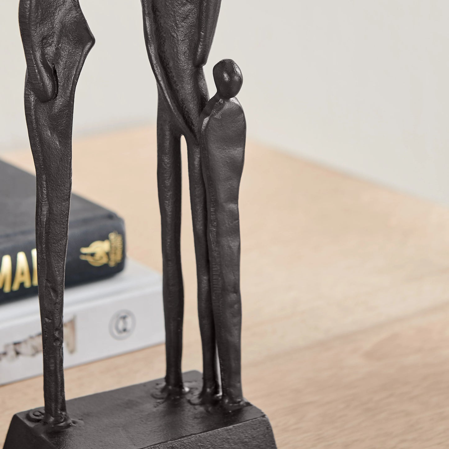 Brown Cast Iron Abstract Family of Four Together Sculpture - Tabletop Figurine For Desks, Accent Tables, or Shelves