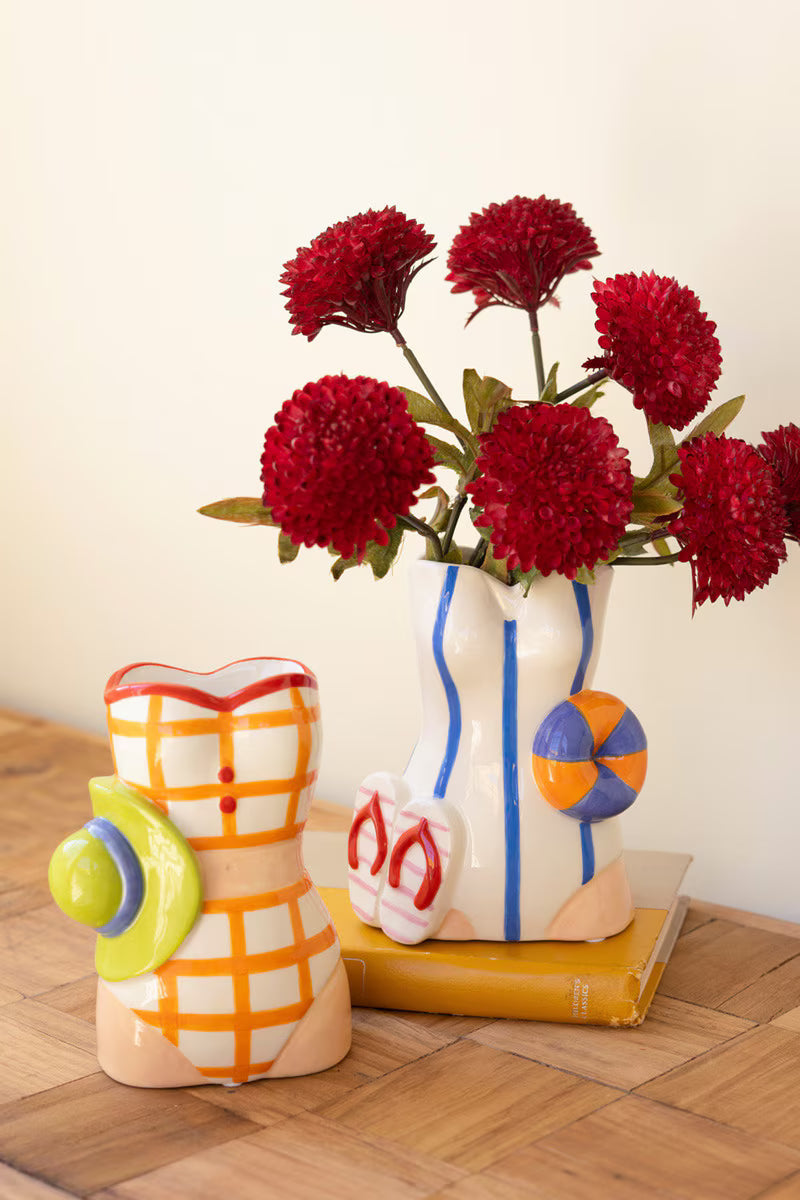 Set of 2 Ceramic Swimsuit Vases