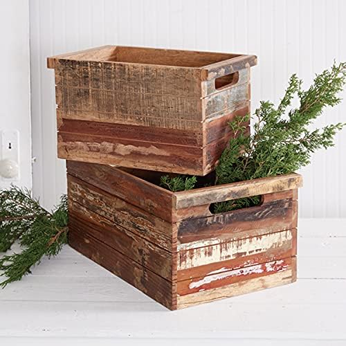 Set Of Two Reclaimed Wood Crates