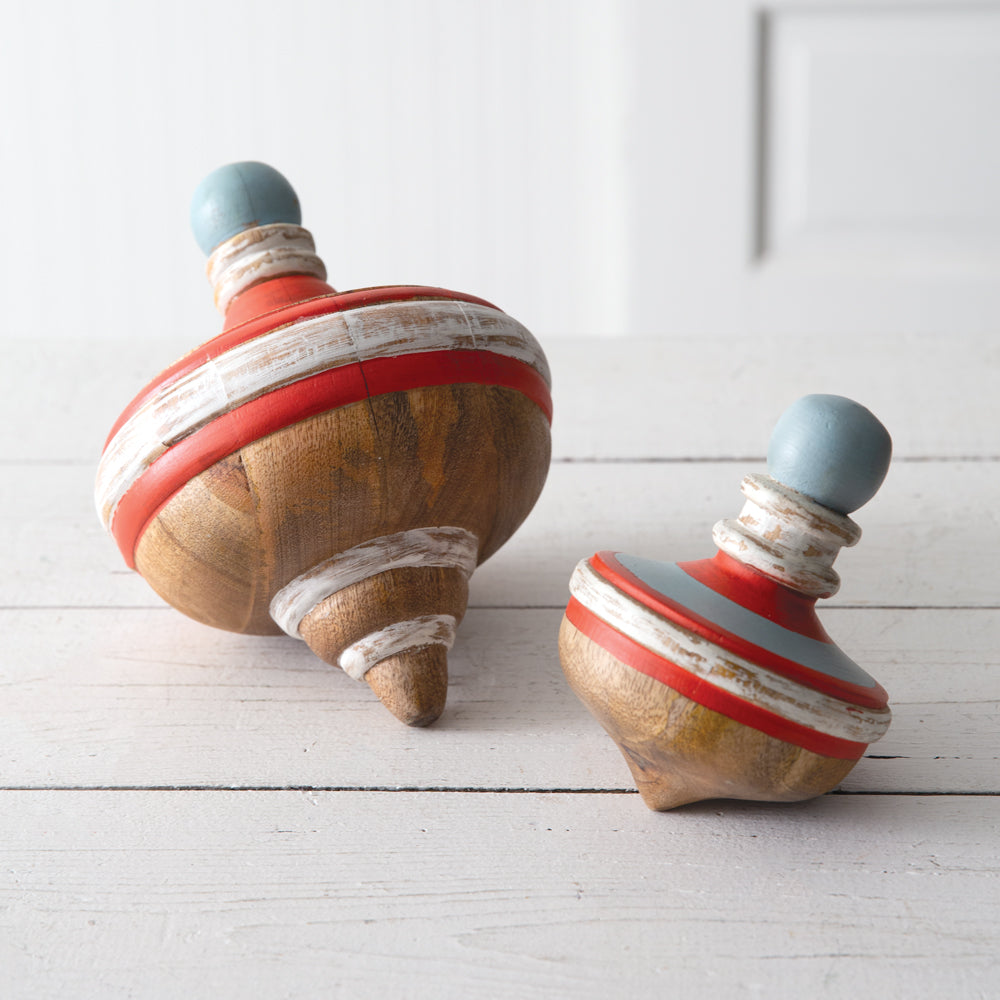 Set of Two Decorative Wood Tops