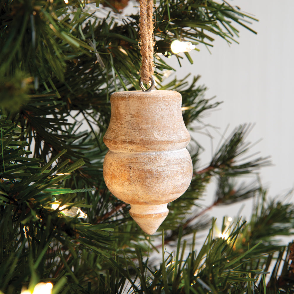 Set of Two Wood Top Ornaments