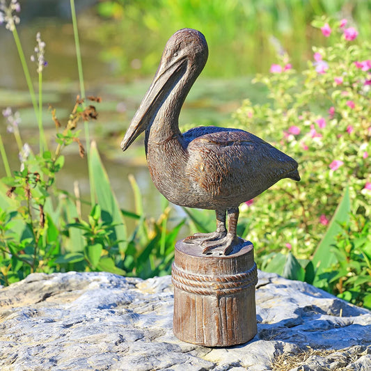 Feathered Fisherman Garden Sculpture