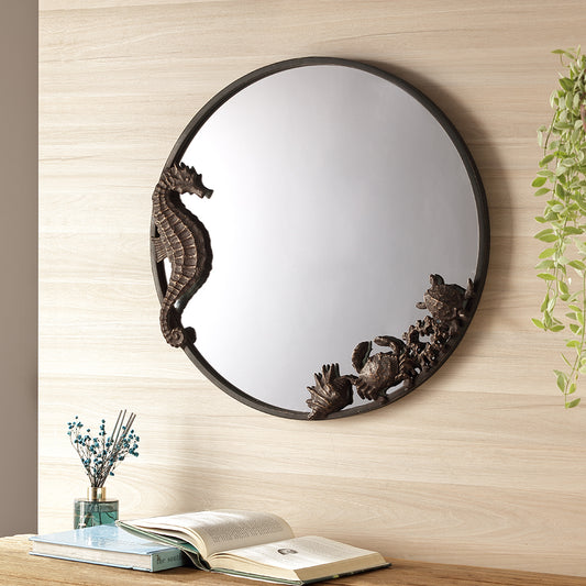 Seahorse and Sea Life Round Mirror