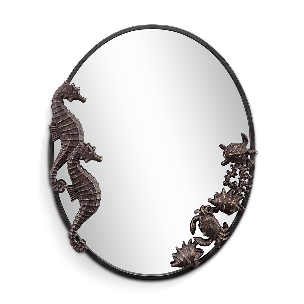Seahorses and Sea Life Oval Wall Mirror