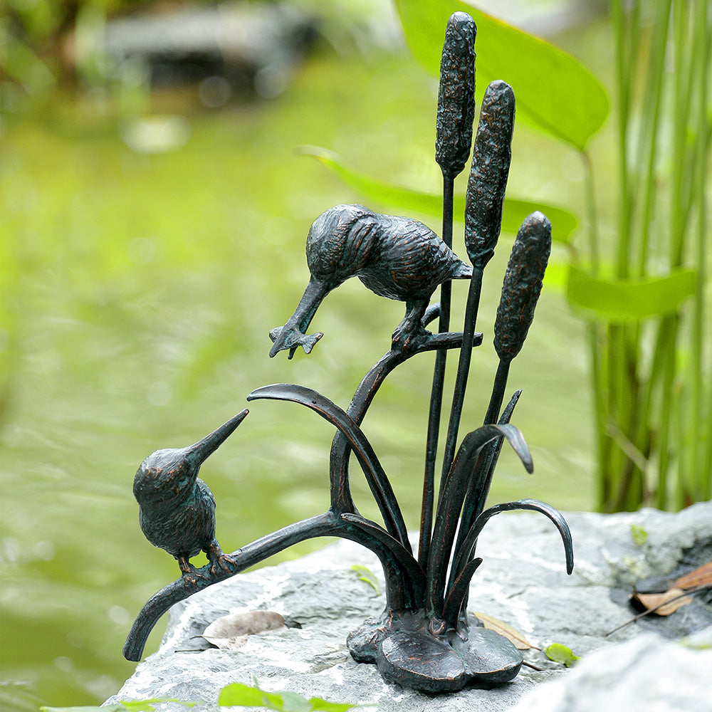 Feeding Kingfisher Couple Sculpture