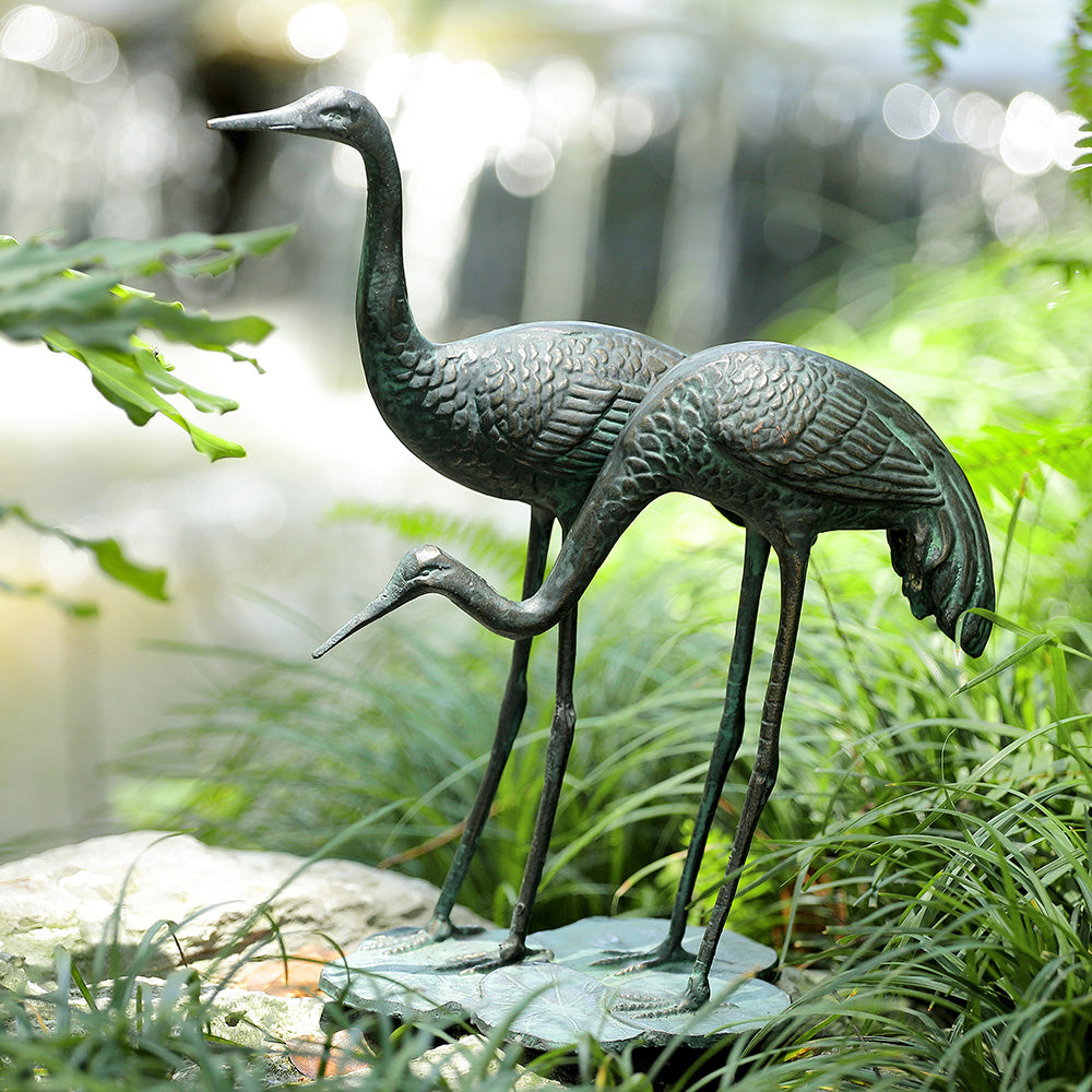 Coastside Crane Pair Garden Sculpture
