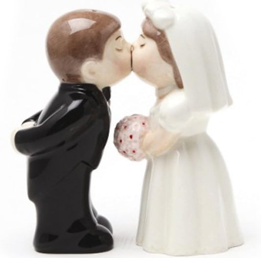 Bride Groom Kissing Magnetic Salt & Pepper Set