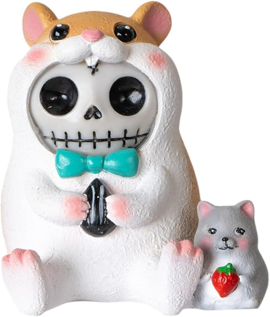 Signature Skeleton in Adorable Hamster Costume with Tiny Mouse Friend