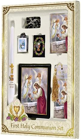 Boys Blessed Sacrament Deluxe First Communion Gift Box Set With Candle