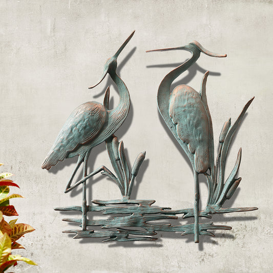 Douible Garden Heron Wall Plaque