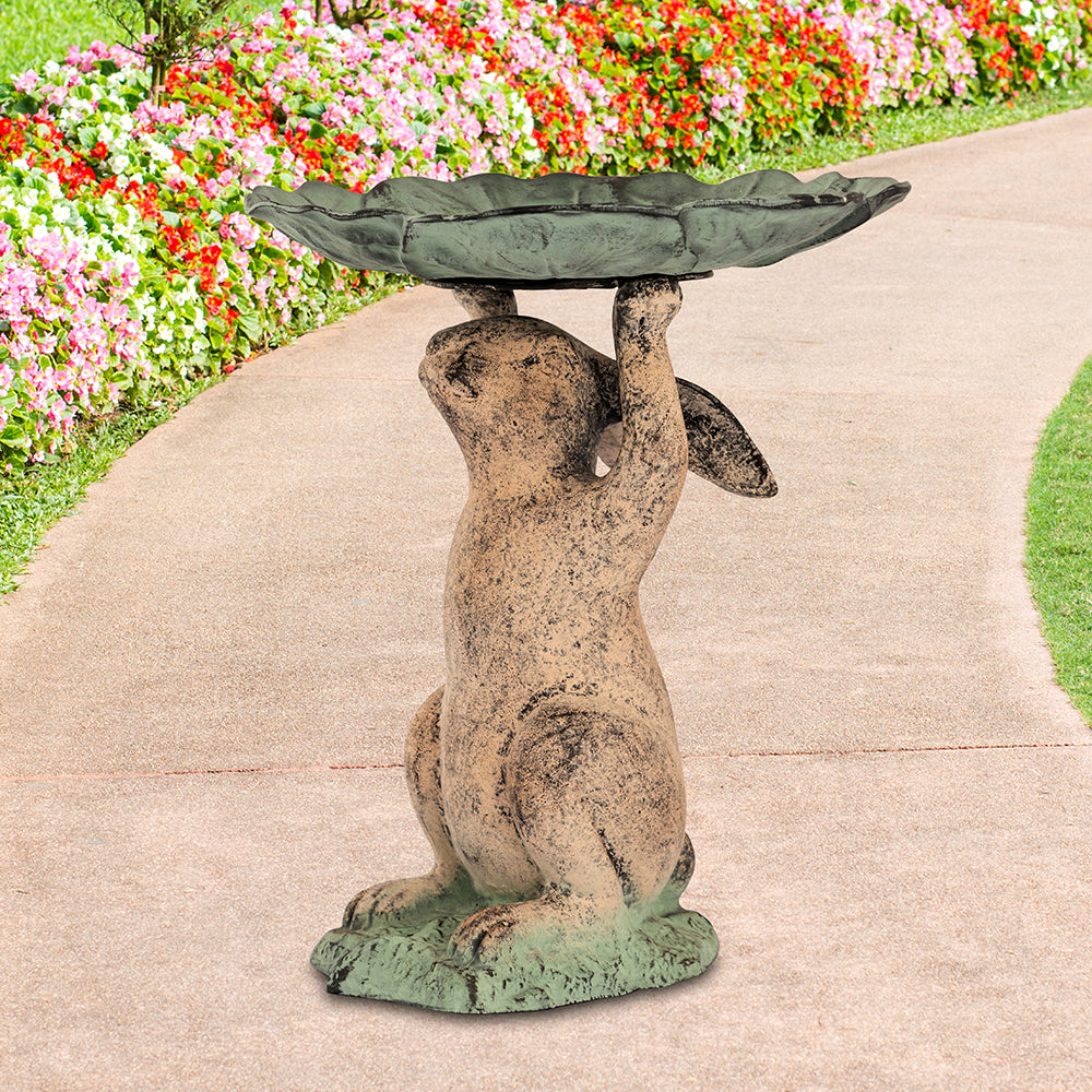 Aluminum Rabbit Birdbath
