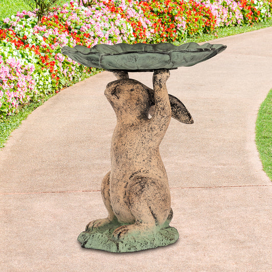 Aluminum Rabbit Birdbath