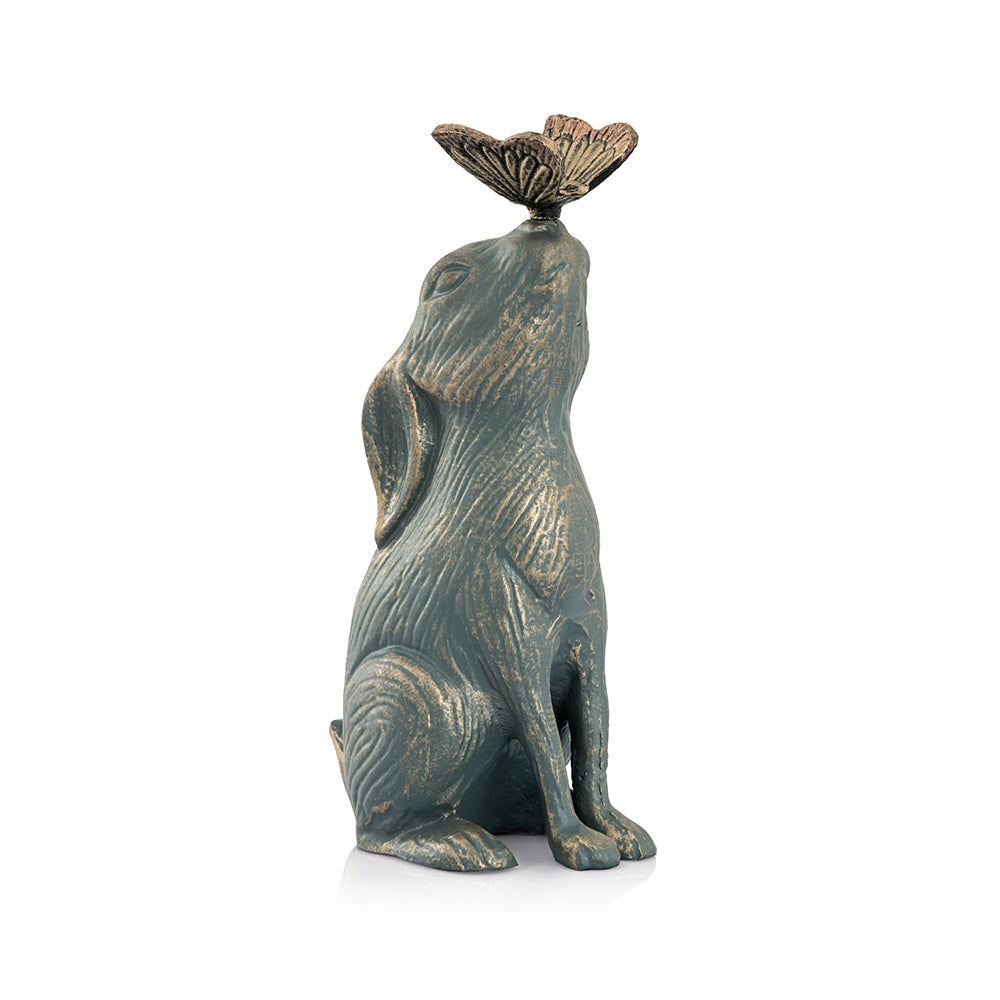Curiosity Bunny Rabbit With Butterfly Sculpture