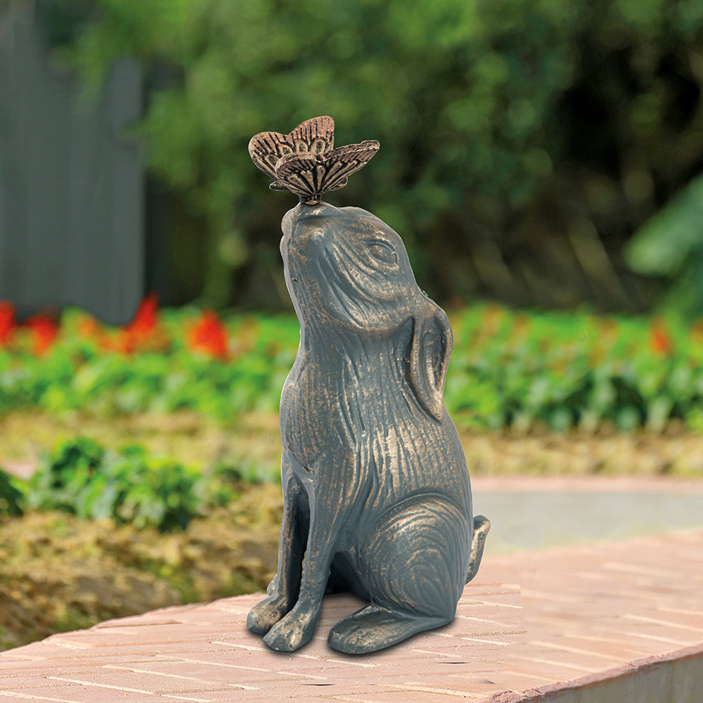Curiosity Bunny Rabbit With Butterfly Sculpture