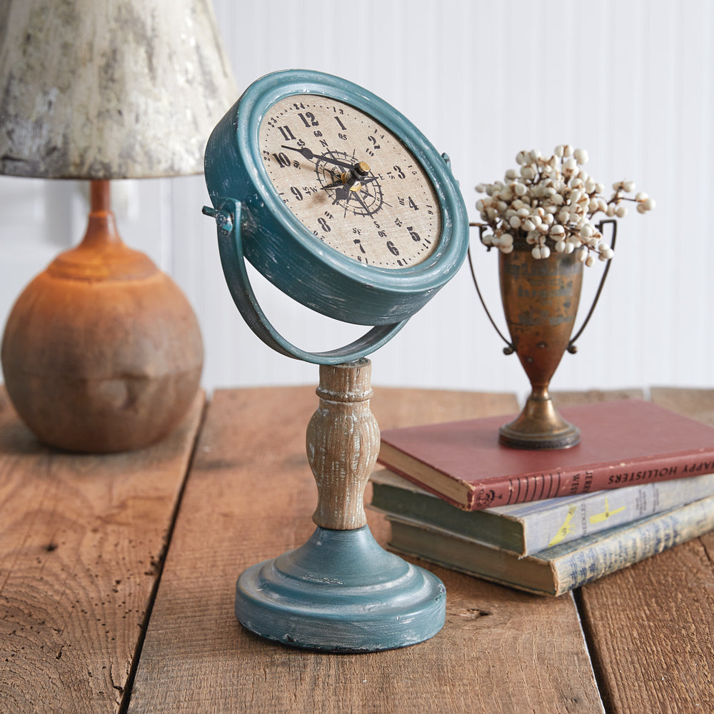 Maritime Compass Clock Figurine