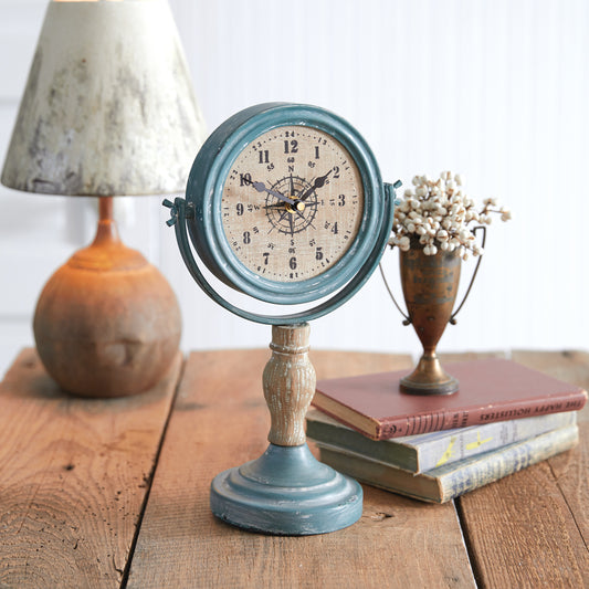 Maritime Compass Clock Figurine